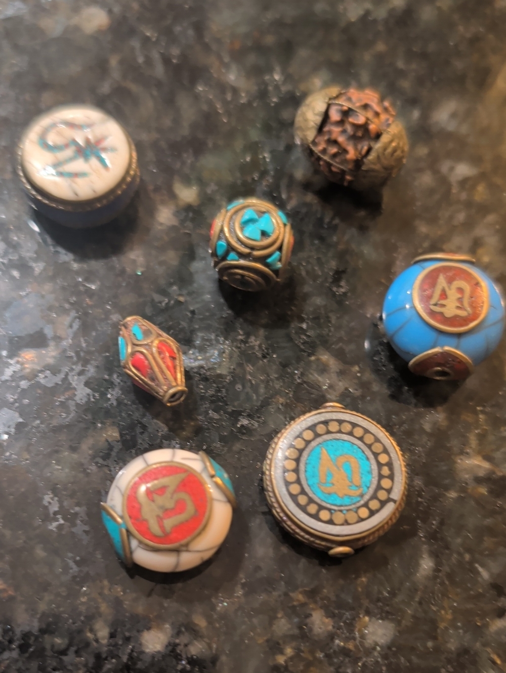Vintage-Inspired Seven Double Sided Tibetan Beads For Bracelets Unisex